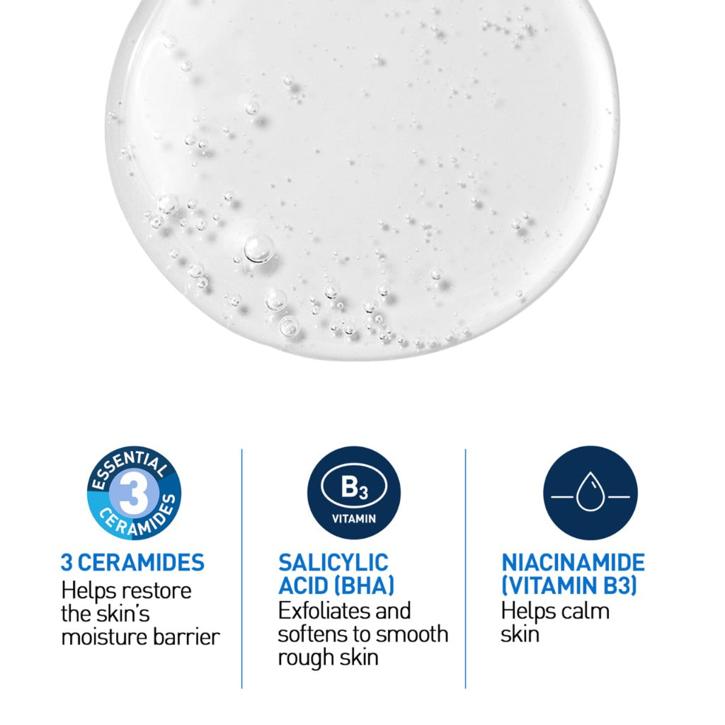 CeraVe SA Smoothing Cleanser 236ml - Salicylic Acid Face and Body Wash for Dry Rough and Bumpy Skin with Hyaluronic Acid and Ceramides