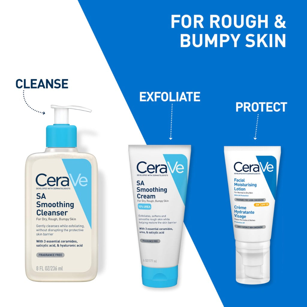 CeraVe SA Smoothing Cleanser 236ml - Salicylic Acid Face and Body Wash for Dry Rough and Bumpy Skin with Hyaluronic Acid and Ceramides
