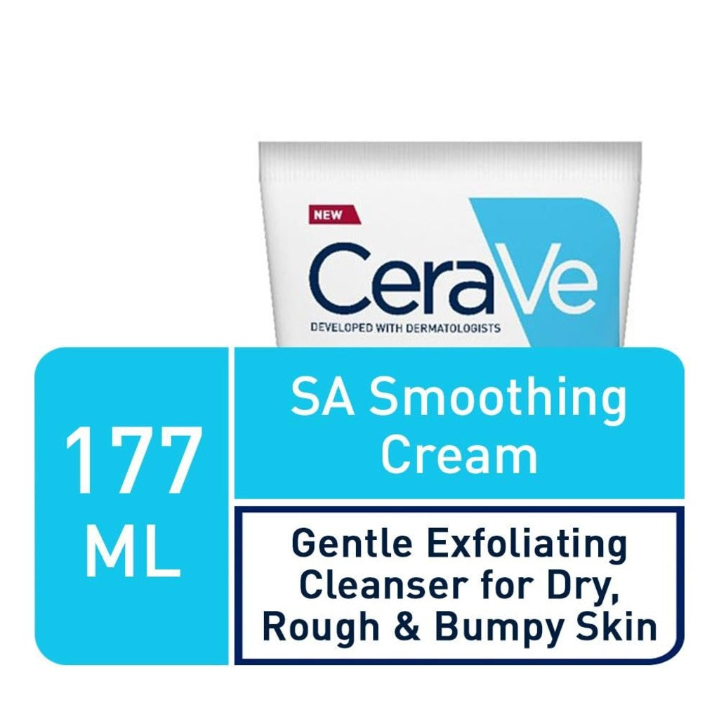 CeraVe SA Smoothing Cream Tube With Salicylic Acid, 10% Urea & 3 Essential Ceramides, Gentle Exfoliating Body Cream for Dry Rough Bumpy Skin, Fast-Absorbing, Dermatologist Developed, 177ml