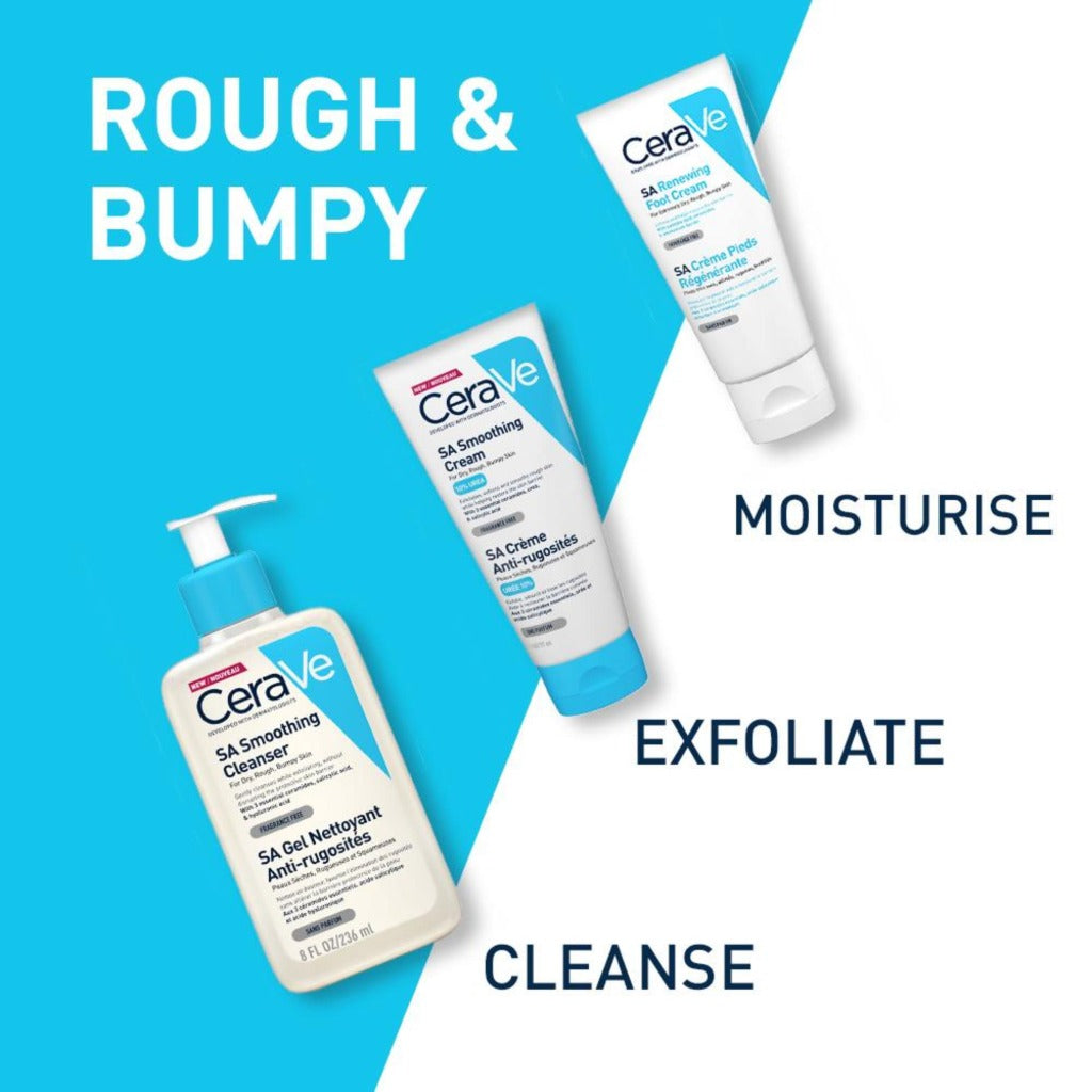 CeraVe SA Smoothing Cream Tube With Salicylic Acid, 10% Urea & 3 Essential Ceramides, Gentle Exfoliating Body Cream for Dry Rough Bumpy Skin, Fast-Absorbing, Dermatologist Developed, 177ml
