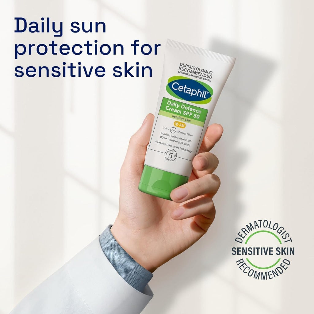Cetaphil Daily Defence SPF for Sensitive Skin, SPF 30 Moisturiser/SPF 50 Mineral Sunscreen, Packaging May Vary