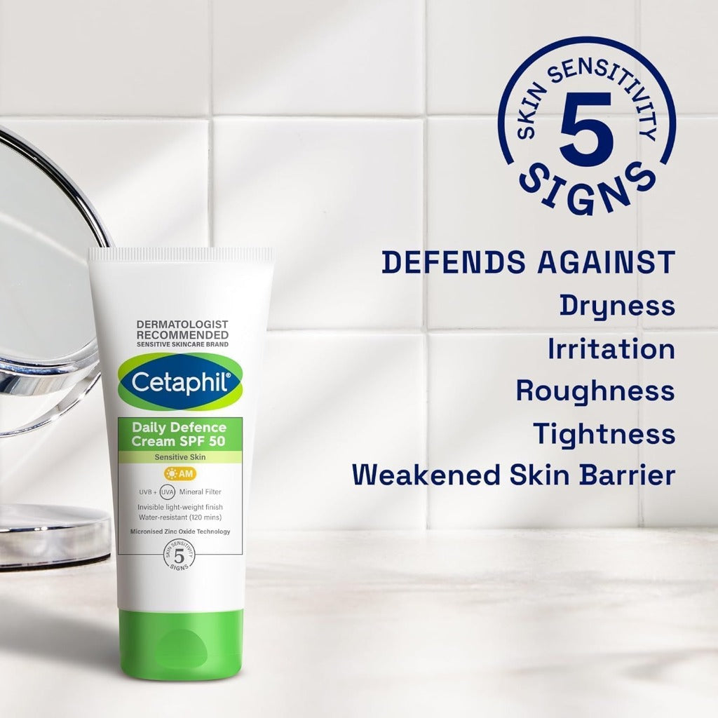 Cetaphil Daily Defence SPF for Sensitive Skin, SPF 30 Moisturiser/SPF 50 Mineral Sunscreen, Packaging May Vary