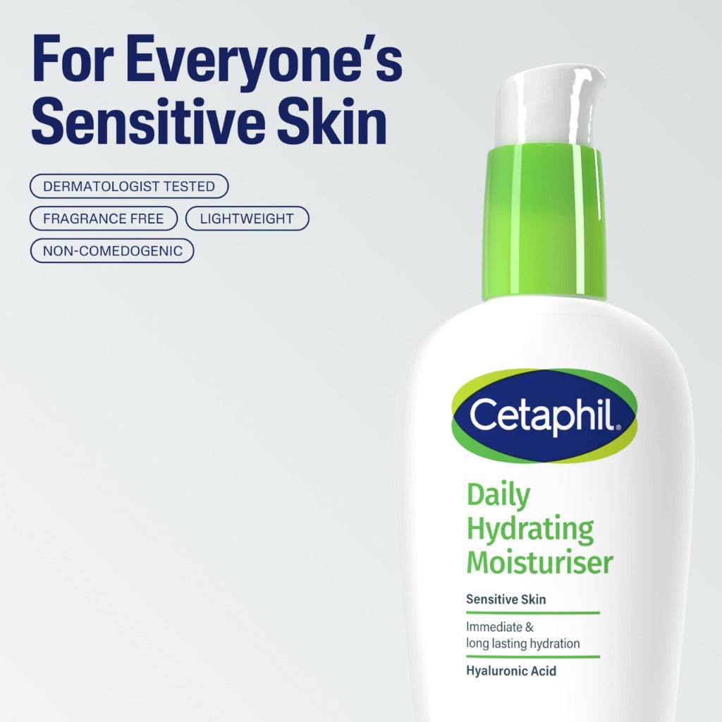Cetaphil Daily Hydrating Face Moisturiser 88ml, Face Moisturiser for Dry Sensitive Skin, With Hyaluronic Acid & Glycerin, Lightweight, Fragrance Free, Packaging May Vary