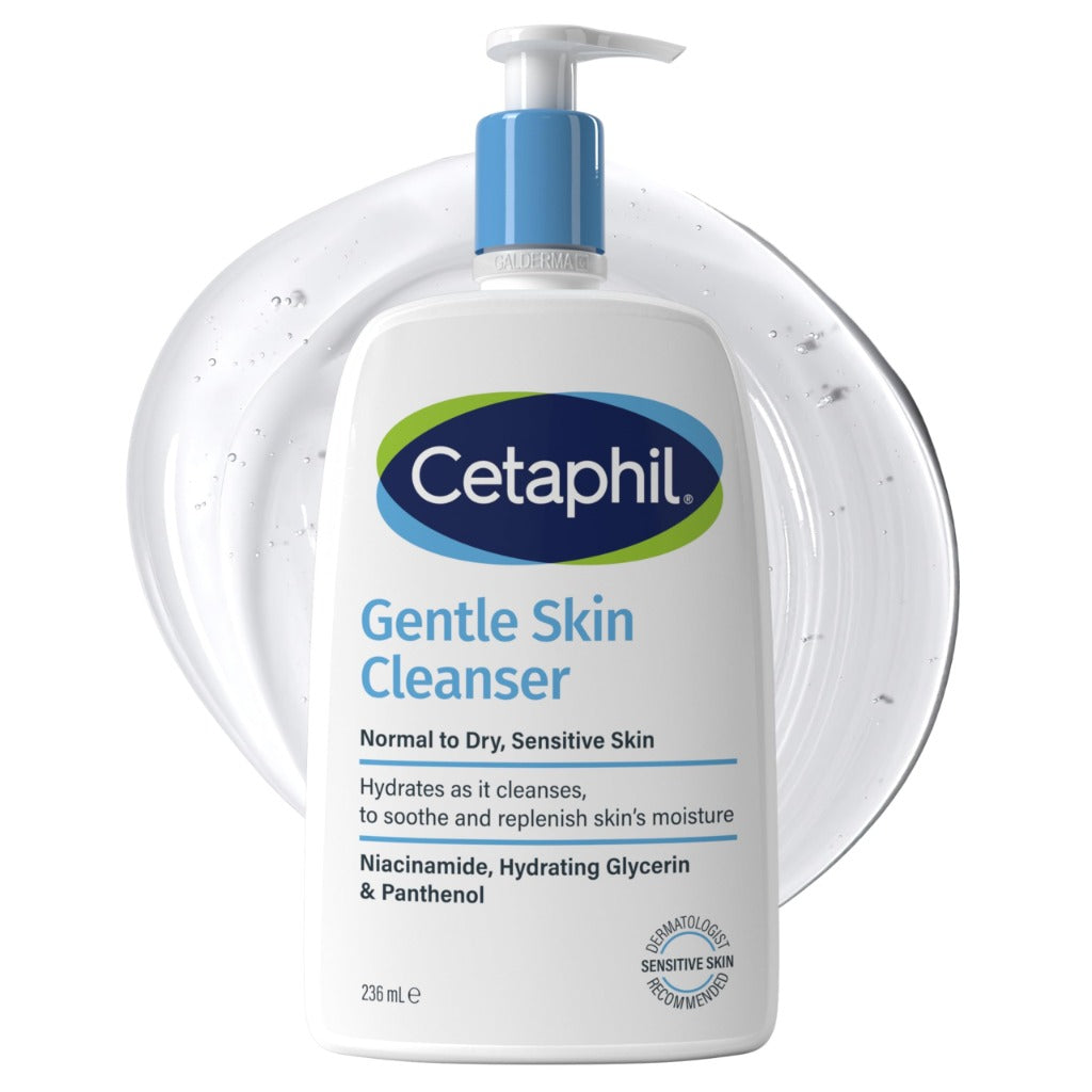 Cetaphil Gentle Skin Cleanser 236ml, Face Wash & Body Wash for Sensitive Skin, Gentle Cleanser for Normal to Dry Skin, With Niacinamide & Glycerin, Soap Free, Packaging May Vary - BBE 12/2028