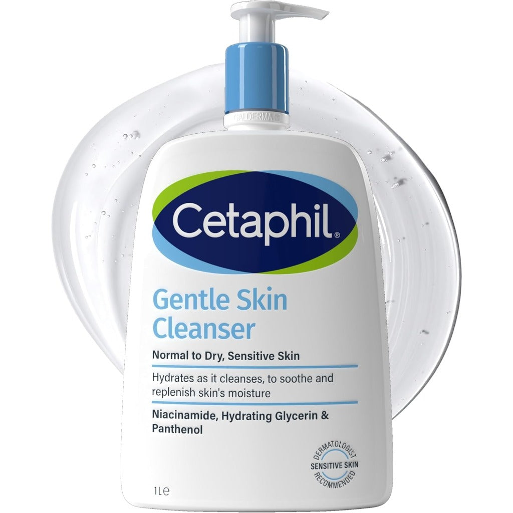 Cetaphil Gentle Skin Cleanser, 1L, Face & Body Wash, For Normal To Dry Sensitive Skin, With Niacinamide & Glycerin, Soap Free, 1 unit, Packaging May Vary