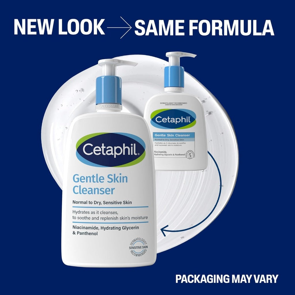 Cetaphil Gentle Skin Cleanser, 1L, Face & Body Wash, For Normal To Dry Sensitive Skin, With Niacinamide & Glycerin, Soap Free, 1 unit, Packaging May Vary
