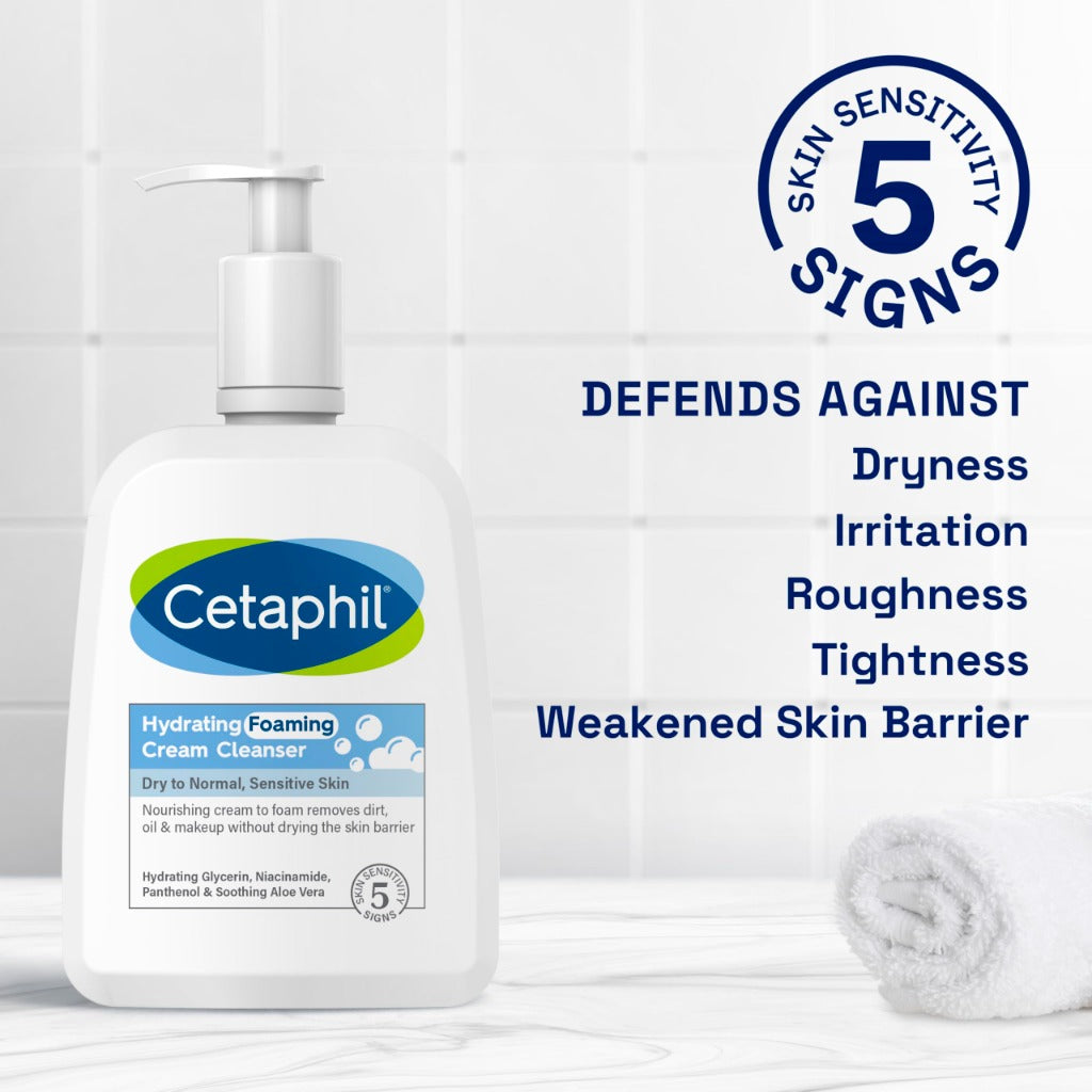 Cetaphil Hydrating Foaming Cream Cleanser and Makeup Remover, 236ml, Face Wash with Niacinamide for Normal, Dry or Sensitive Skin, Vegan-Friendly, Packaging May Vary - BBE 11/2028