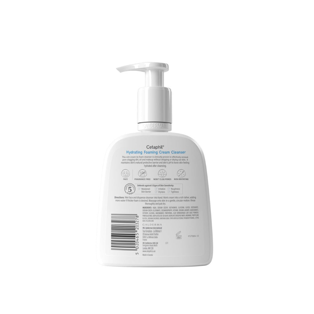 Cetaphil Hydrating Foaming Cream Cleanser and Makeup Remover, 236ml, Face Wash with Niacinamide for Normal, Dry or Sensitive Skin, Vegan-Friendly, Packaging May Vary - BBE 11/2028