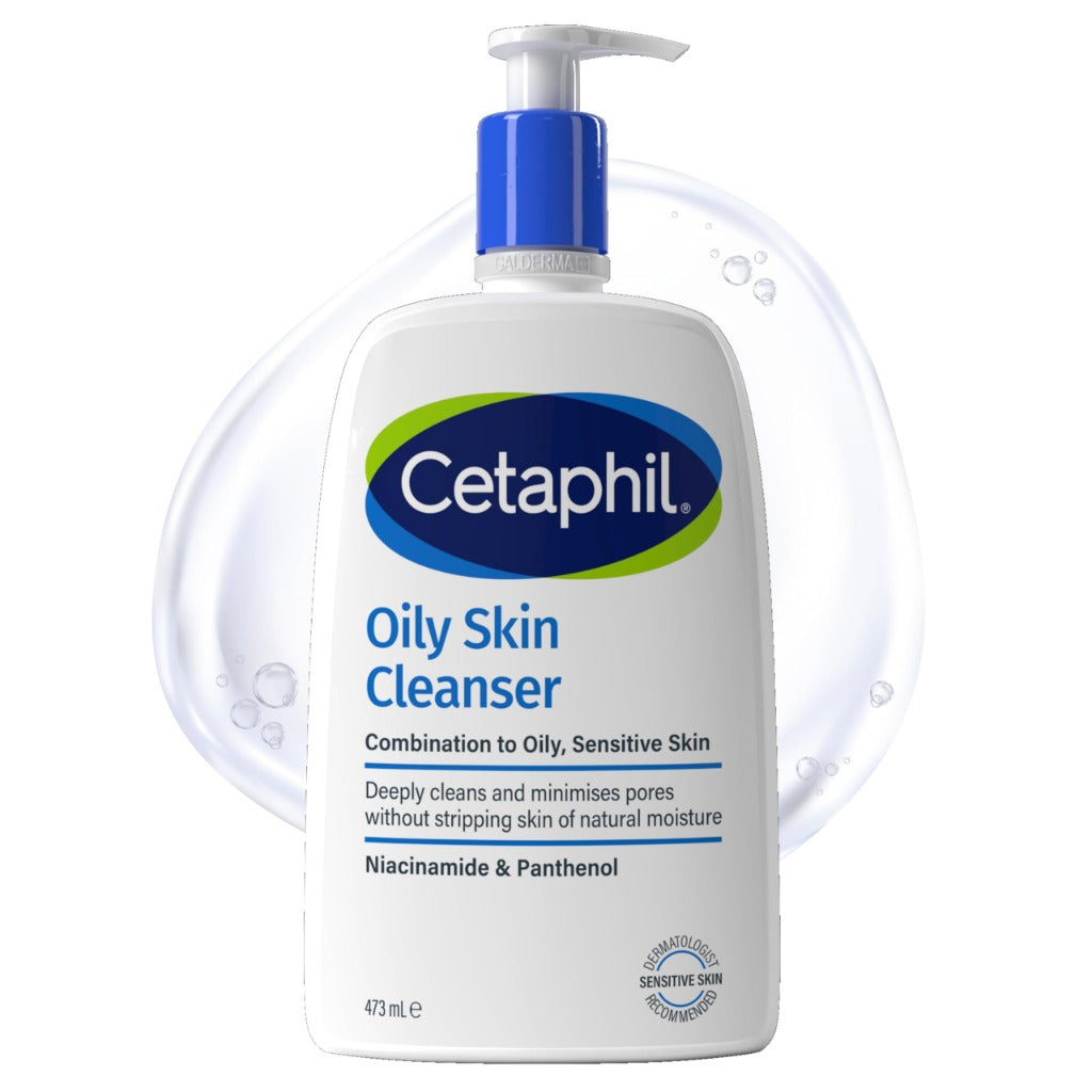 Cetaphil Oily Skin Cleanser 473ml - Face Wash for Combination Oily Sensitive Skin - Niacinamide Formula (Packaging May Vary) - New