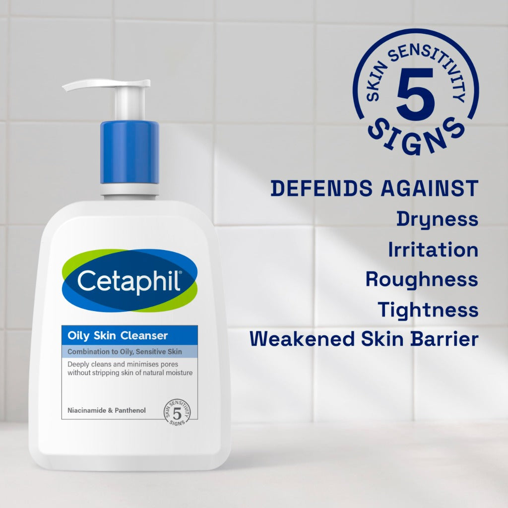 Cetaphil Oily Skin Cleanser, 473ml, Face Wash, For Combination to Oily Sensitive Skin, With Niacinamide, Packaging May Vary