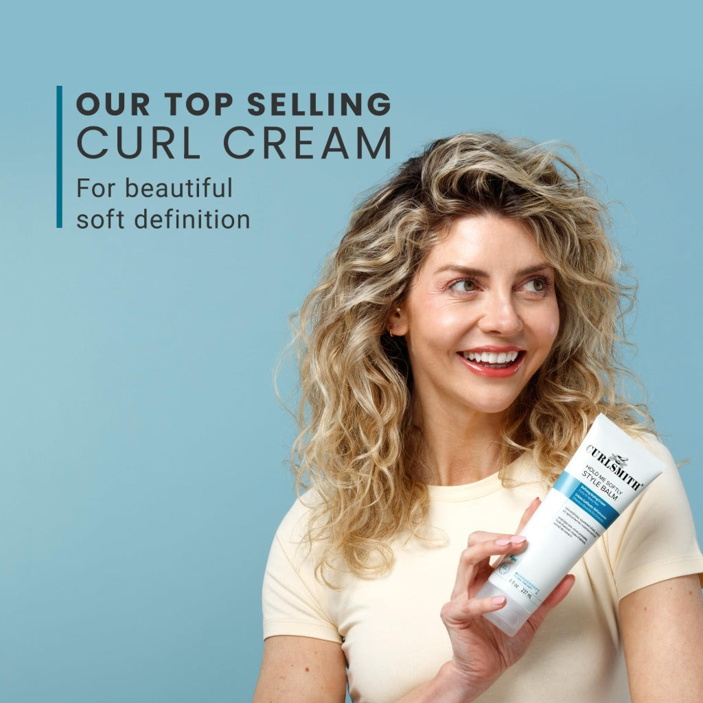 Curlsmith - Hold Me Softly Style Balm - Vegan Soft Hold Styling Cream for Wavy and Curly Hair, Natural Look (237ml) - Damaged Box