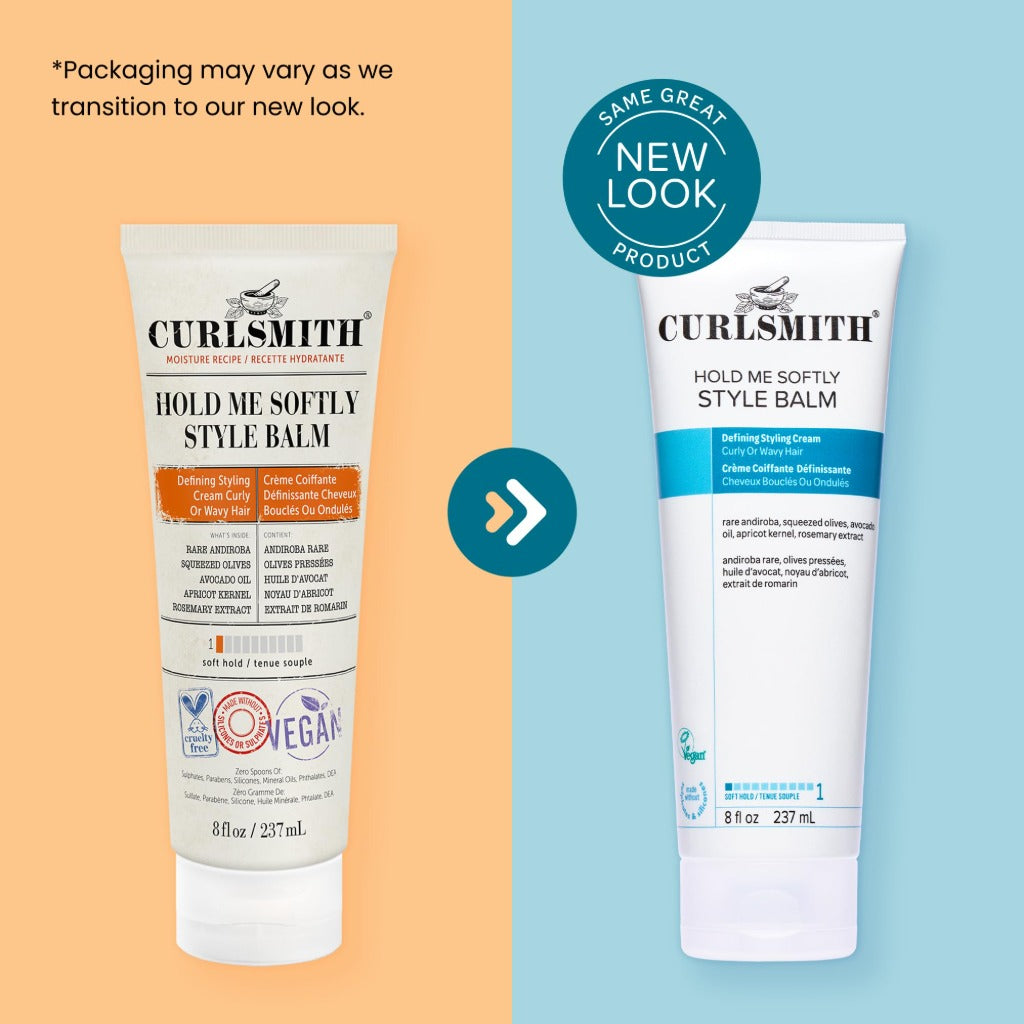 Curlsmith - Hold Me Softly Style Balm - Vegan Soft Hold Styling Cream for Wavy and Curly Hair, Natural Look (237ml) - Damaged Box