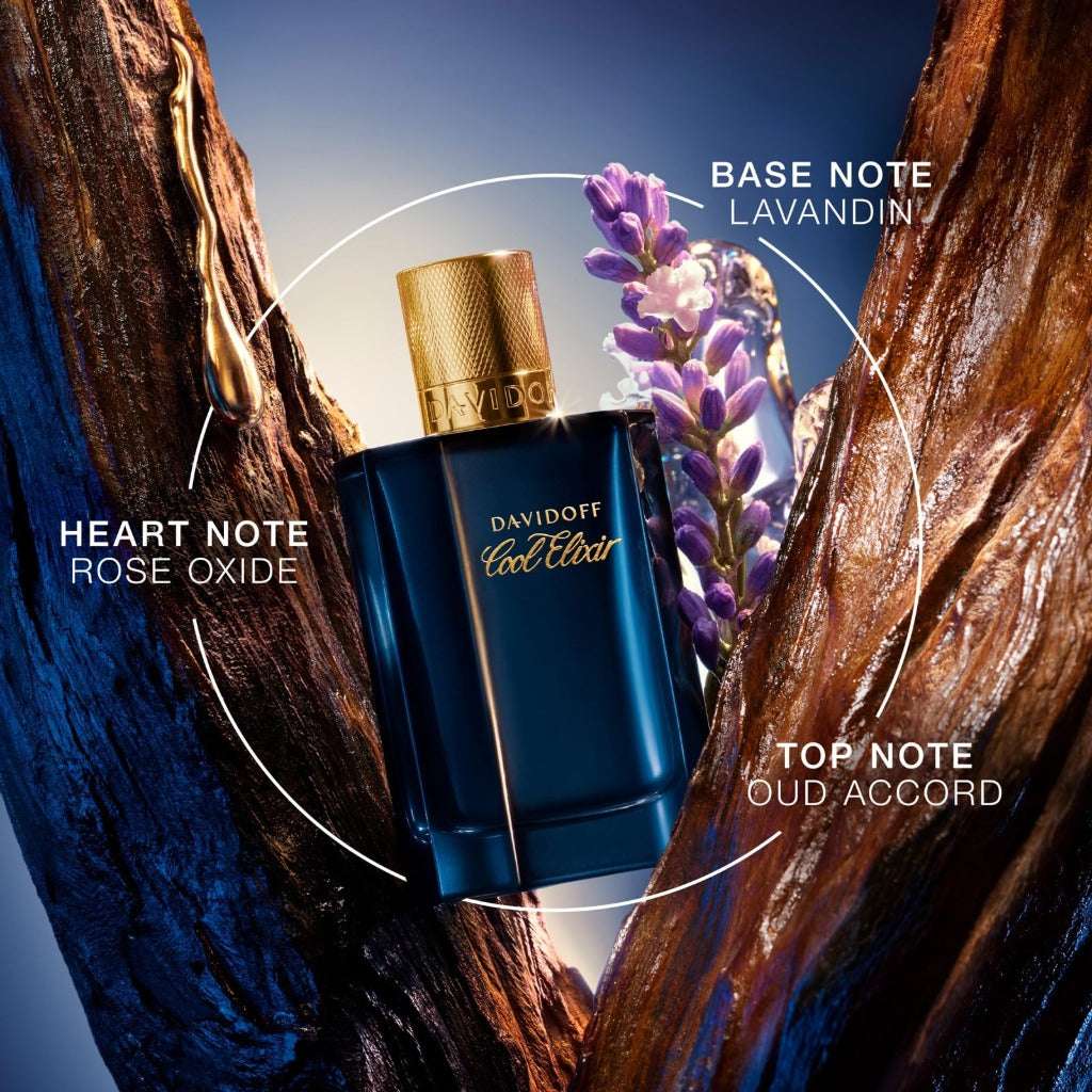 DAVIDOFF Cool Elixir - Parfum Intense for Him - Woody Fragrance with Notes of Rose Oxide, Lavandin and Oud Accord - High Longevity - 100ml - Very Good