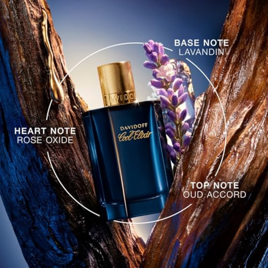 DAVIDOFF Cool Elixir - Parfum Intense for Him - Woody Fragrance with Notes of Rose Oxide, Lavandin and Oud Accord - High Longevity - 100ml - Very Good