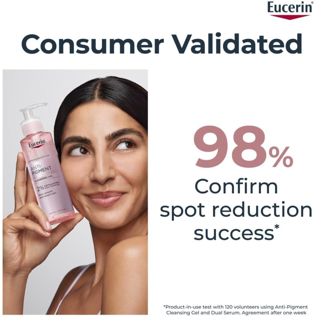 Eucerin Anti-Pigment Cleansing Gel 200ml, Gel Cleanser to Reduce Appearance of Dark Spots, Exfoliating Cleanser for Treatment of Hyperpigmentation