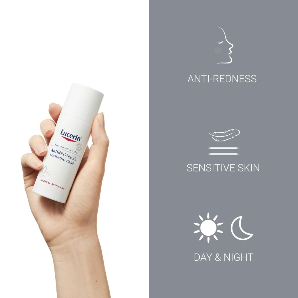 Eucerin AntiRedness Soothing Care Night and Day Cream 50ml, Face Moisturiser for Hypersensitive and Redness-Prone Skin, Rich Anti-Redness Face Cream, Fragrance-Free Formula - Damaged Box - BBE 01/2029