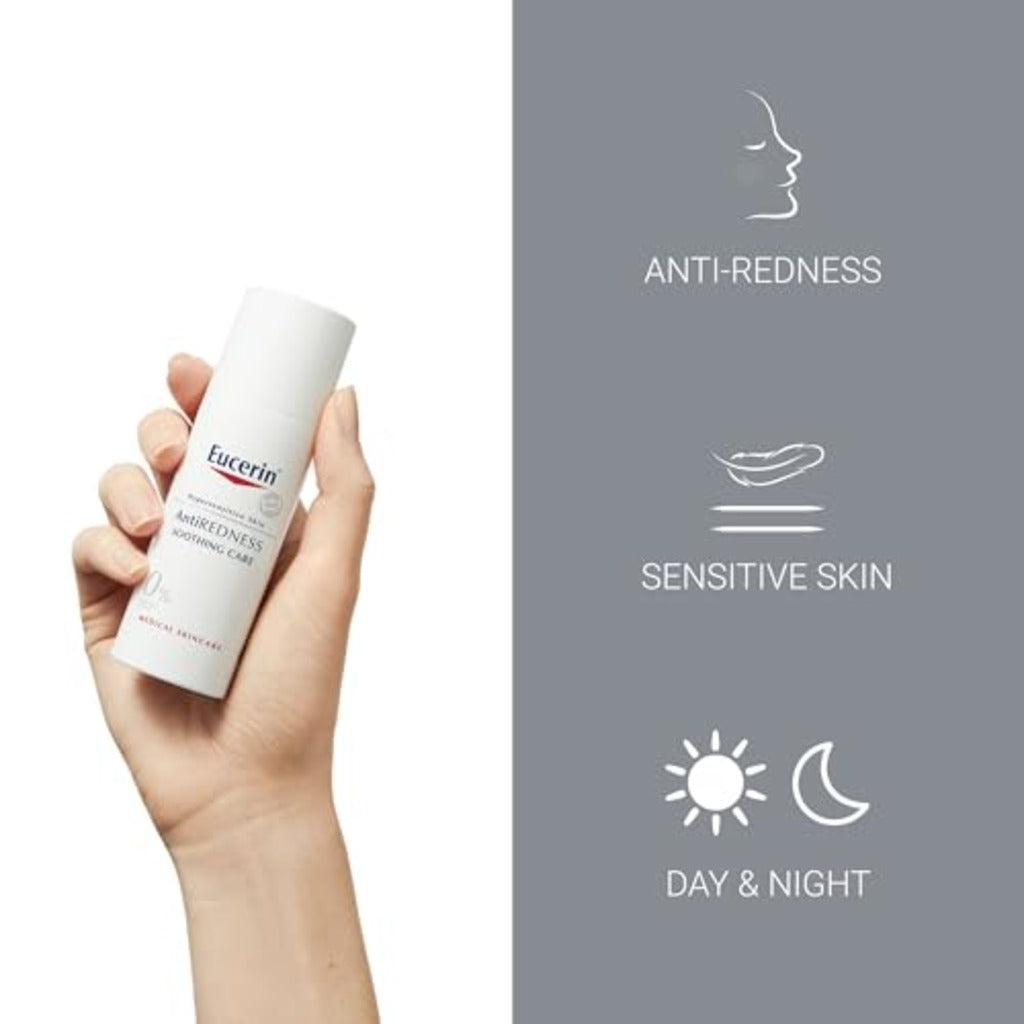 Eucerin AntiRedness Soothing Care Night and Day Cream 50ml, Face Moisturiser for Hypersensitive and Redness-Prone Skin, Rich Anti-Redness Face Cream, Fragrance-Free Formula - Damaged Box - BBE 01/2029