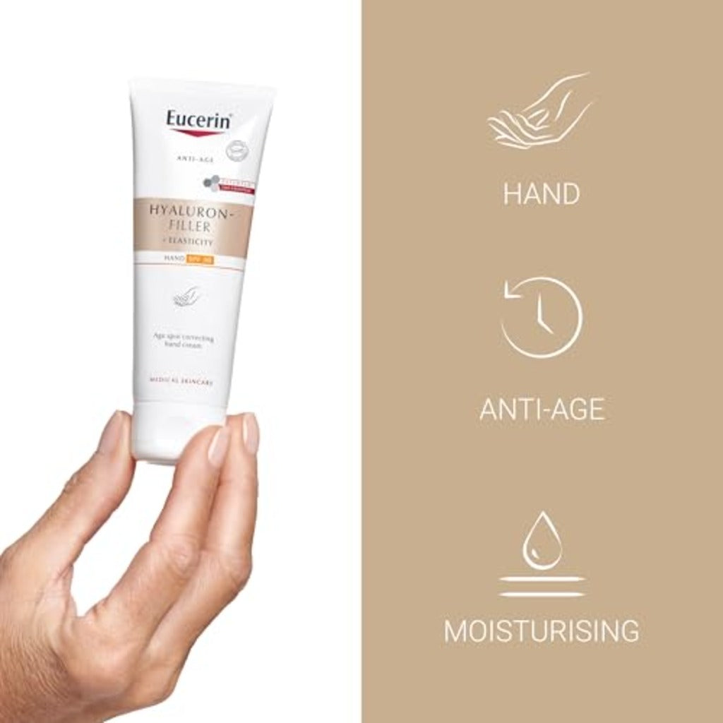 Eucerin Hyaluron-Filler + Elasticity Age Spot Correcting Hand Cream SPF 30 75ml, Anti-Ageing Hand Moisturiser with Thiamidol and Hyaluronic Acid, Reduces Dark Spots and Protects Against Sun Damage