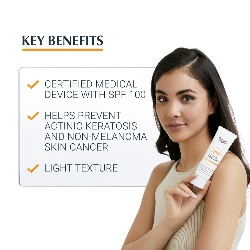 Eucerin Sun Actinic Control MD SPF 100 80ml, Medical Sunscreen for Actinic Keratosis and Non-Melanoma Skin Cancer Prevention, Fragrance-Free, Water-Resistant Factor 100 Sun Cream