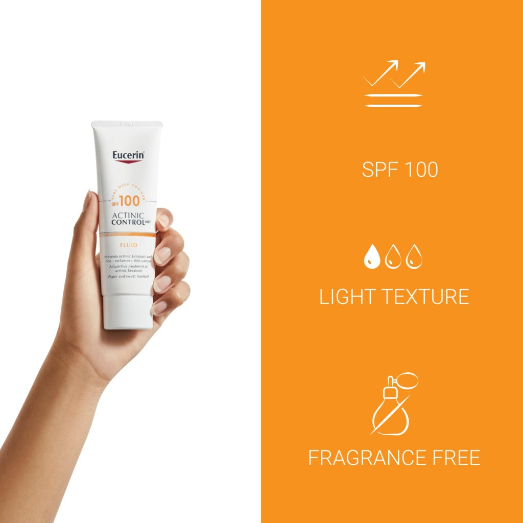 Eucerin Sun Actinic Control MD SPF 100 80ml, Medical Sunscreen for Actinic Keratosis and Non-Melanoma Skin Cancer Prevention, Fragrance-Free, Water-Resistant Factor 100 Sun Cream