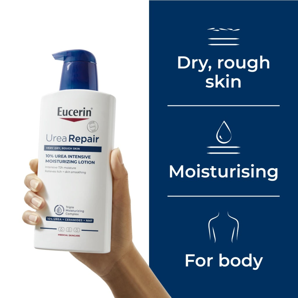 Eucerin UreaRepair Plus Body Lotion 10% Urea 400ml, Intensive 48H Dry Skin Relief Body Cream for Dry and Rough Skin, Moisturising Skincare with Urea and Ceramides, Medical Skincare