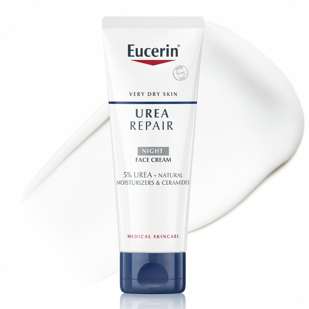 Eucerin UreaRepair Replenishing Face Night Cream 5% Urea 50ml, Intensive Night Cream for Dry and Rough Skin, Skincare with Urea for Dry Skin - Damaged Box