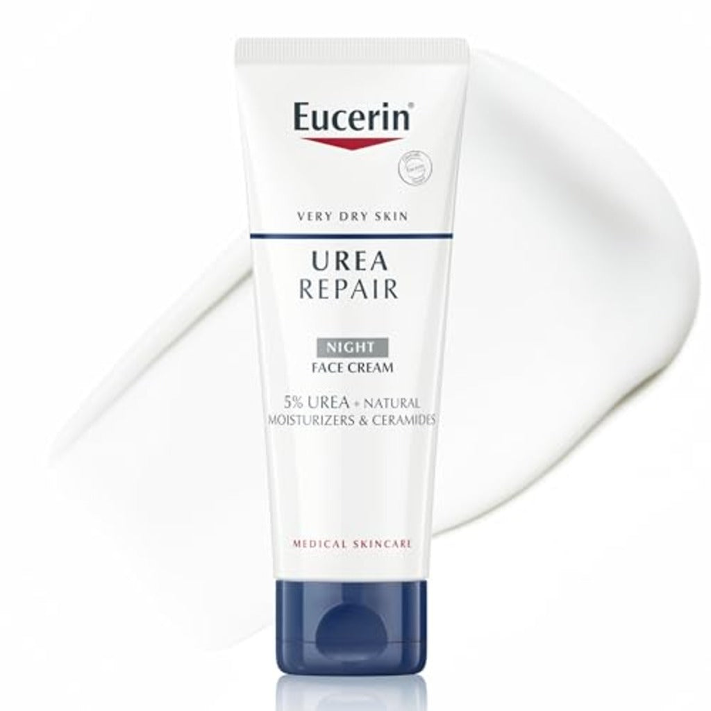 Eucerin UreaRepair Replenishing Face Night Cream 5% Urea 50ml, Intensive Night Cream for Dry and Rough Skin, Skincare with Urea for Dry Skin - Damaged Box