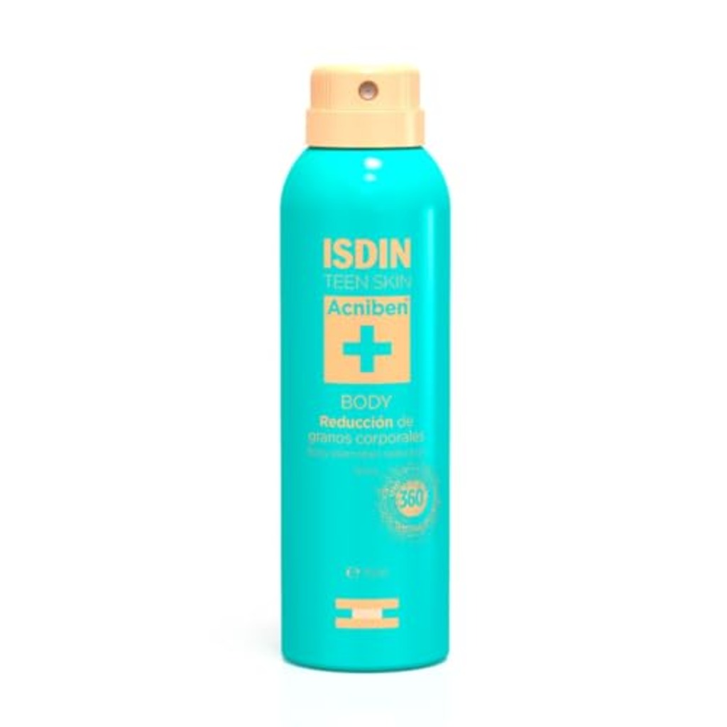 ISDIN Acniben Body Spray - For Body Acne, Bacne & Chest Spots - Salicylic & Glycolic Acid Exfoliant - Quick Drying, 360o Nozzle, 150ml - Damaged Box