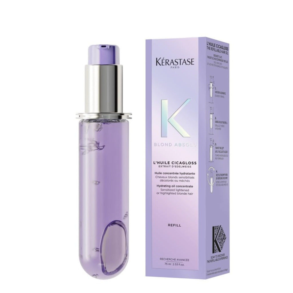 K'erastase Blond Absolu, Intense Blonde Strengthening Hair Oil, For Sensitised Lightened or Highlighted Hair, With Hyaluronic Acid & Edelweiss Flower, Huile Cicaextreme, 75ml Refill - Damaged Box