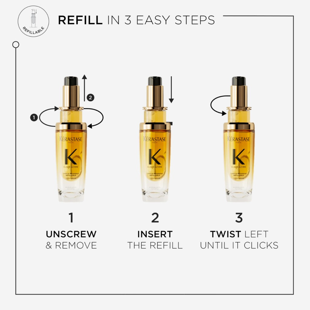 K'erastase Elixir Ultime Hair Oil, For Dull, All Hair Types, Strengthens, Nourishes and Protects From Heat, With Argan and Camellia Oil, L'Huile Originale, 75ml - Damaged Box