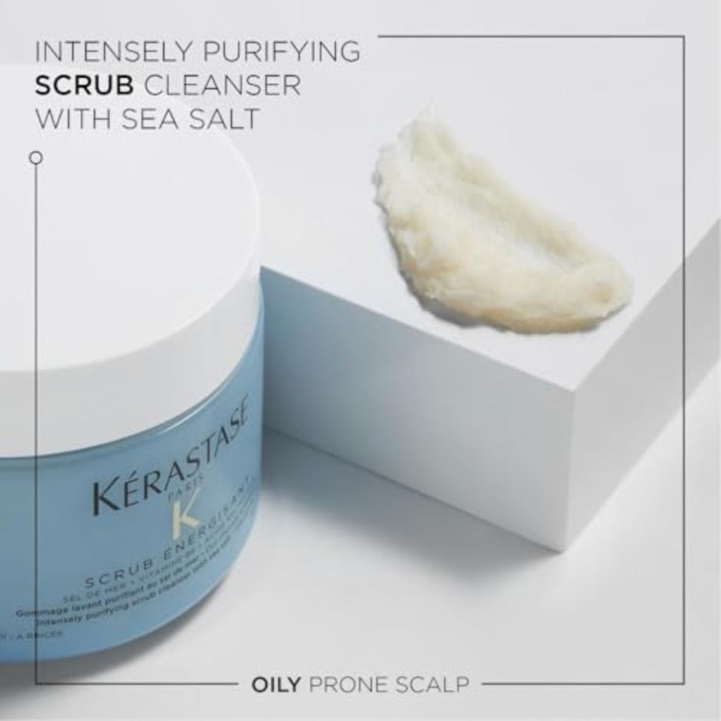 K'erastase Fusio Scrub, Nourishing and Energising Cleansing Treatment, For Oil-prone Hair and Scalp, With Sea Salt Minerals, Vitamin B6 and Salicylic Acid, Scrub Energisant, 250 ml