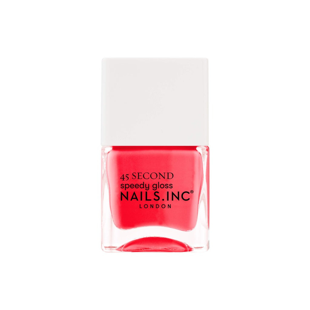Nails Inc 45 Second Speedy Gloss, Knightsbridge Nights Out, Peach, No Chip, Long Lasting, Quick Dry, Air Dry, Professional Manicures & Pedicures, Fingernails & Toenails, Vegan Nail Polish, 14 ML