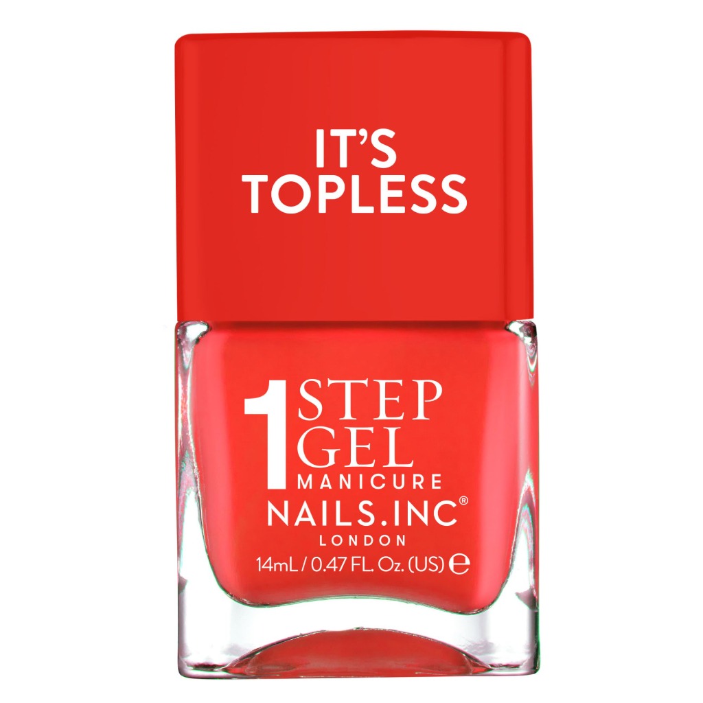 Nails Inc It's Topless Gel-Like Nail Polish, 4-in-1 Base Coat, Treatment, Colour & Top Coat, Long Lasting, Strong Chip Free Nails, Glossy Salon Quality Manicure, Air Dry Nail Polish, Jennifer, 14 ML