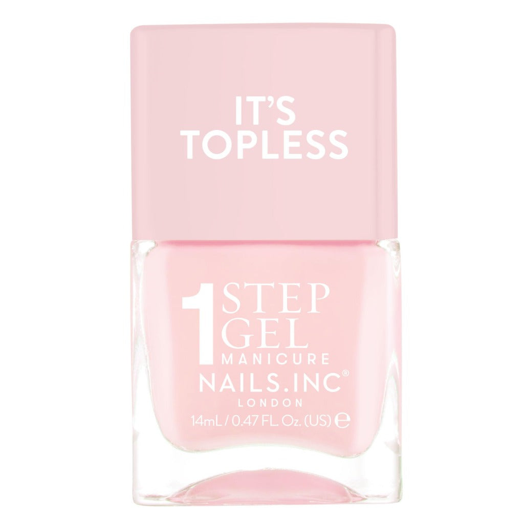 Nails Inc It's Topless Gel-Like Nail Polish, 4-in-1 Base Coat, Treatment, Colour & Top Coat, Long Lasting, Strong, Chip Free Nails, Glossy Salon Quality Manicure, Air Dry Nail Polish, Dakota, 14 ML