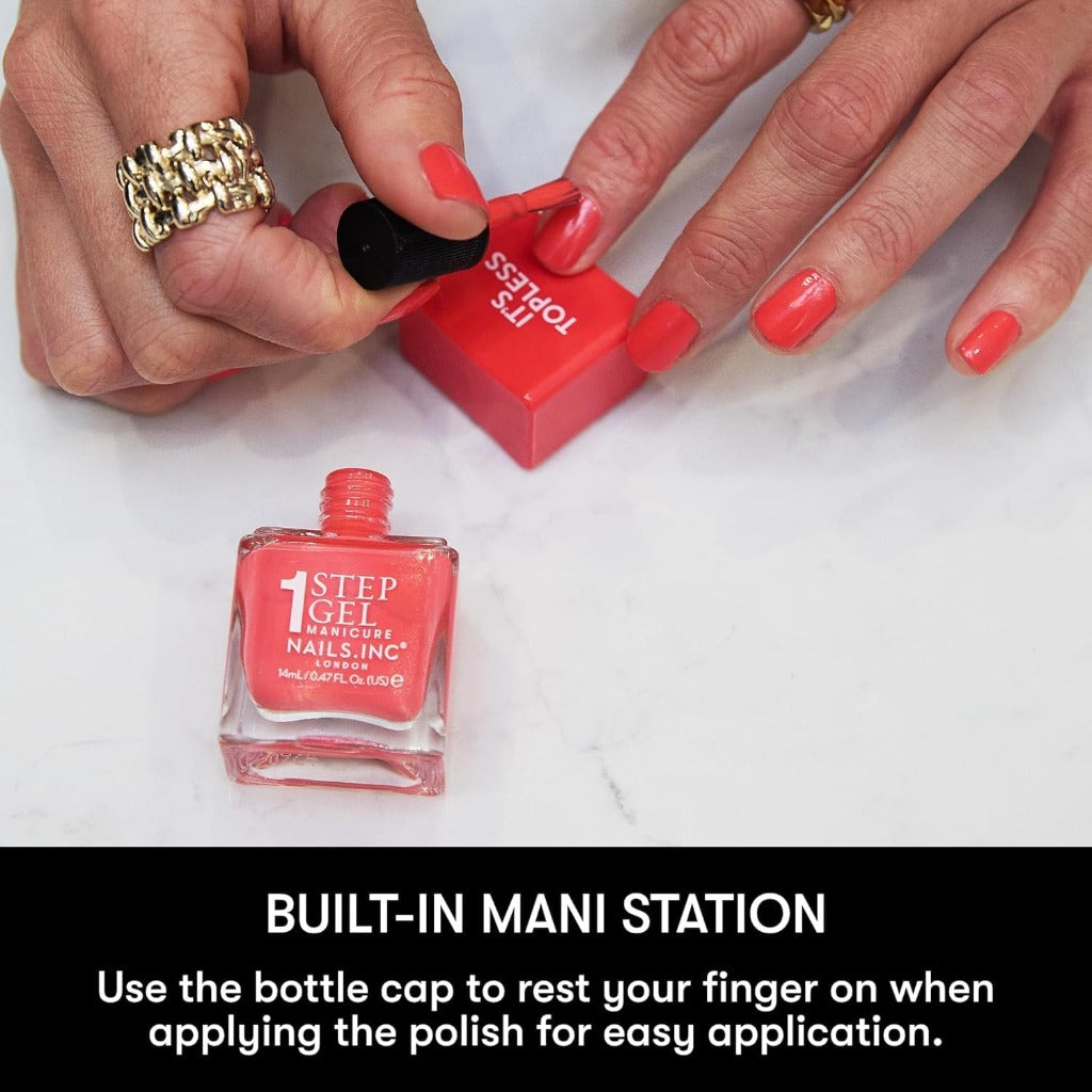 Nails Inc It's Topless Gel-Like Nail Polish, 4-in-1 Base Coat, Treatment, Colour & Top Coat, Long Lasting, Strong, Chip Free Nails, Glossy Salon Quality Manicure, Air Dry Nail Polish, Dakota, 14 ML
