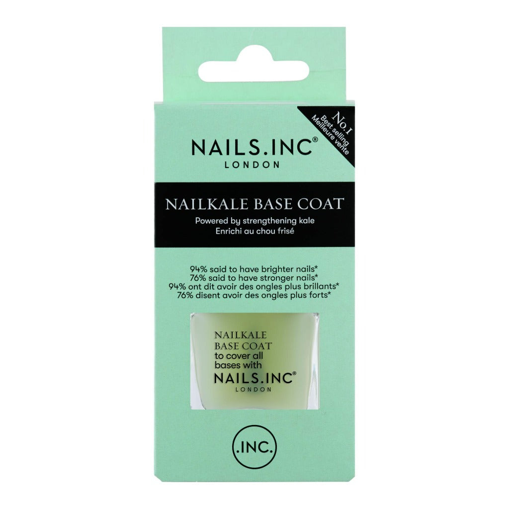 Nails Inc Superfood, NailKale, Kale Extract, Base Coat, Glossy, No Chip, Long Lasting, Quick Dry, Air Dry, Professional Manicures & Pedicures, Fingernails & Toenails, Vegan Nail Polish, 14 ML