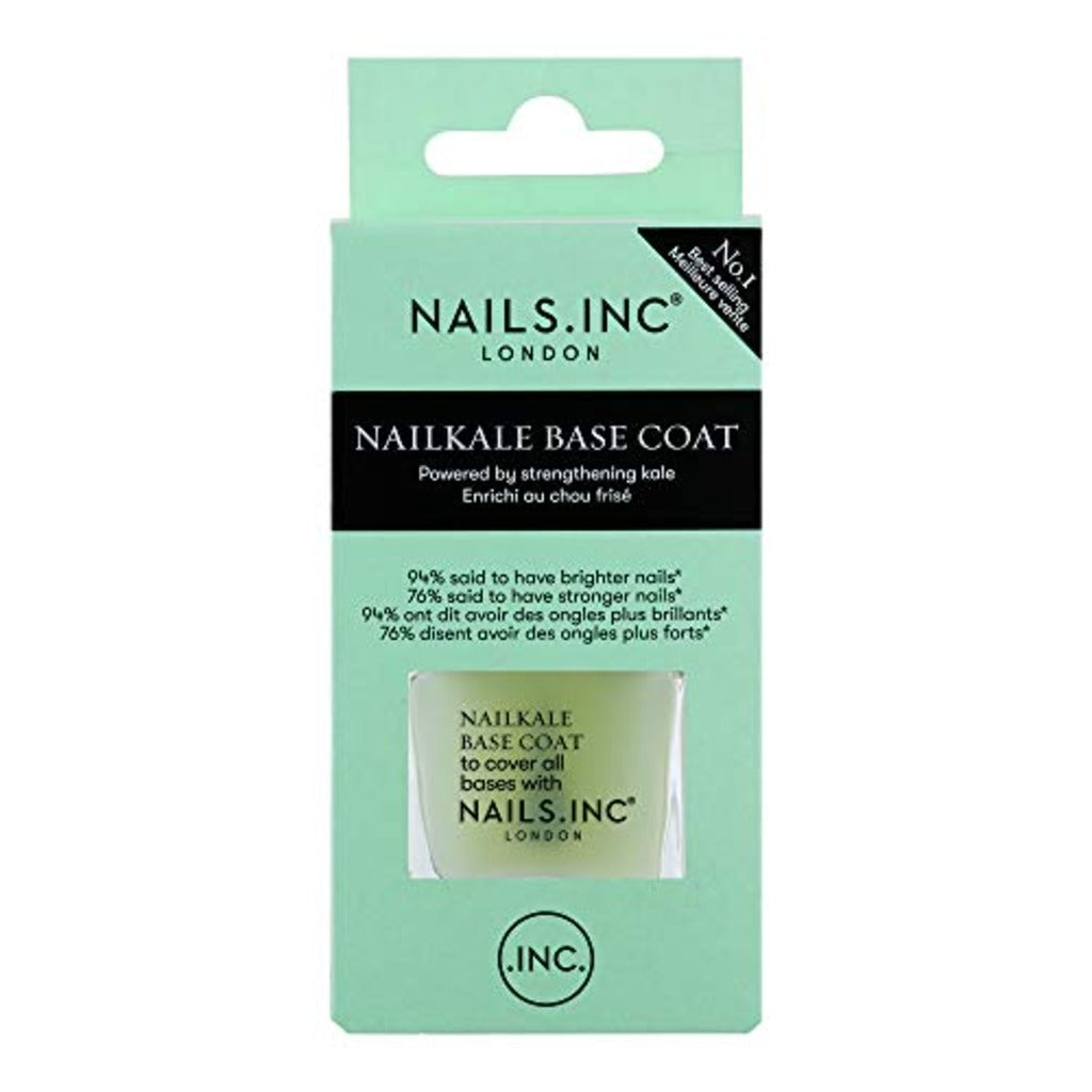 Nails Inc Superfood, NailKale, Kale Extract, Base Coat, Glossy, No Chip, Long Lasting, Quick Dry, Air Dry, Professional Manicures & Pedicures, Fingernails & Toenails, Vegan Nail Polish, 14 ML