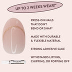 Nails.INC #NailingLife Style It Like Sabrina Gold French Tip Press-On Nails, Almond Shaped, 30 Sizes, Long-Lasting, Non-Damaging, No Snap, Salon-Quality At Home Manicure, Glue Included, 33 Piece Set