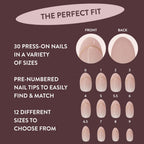Nails.INC #NailingLife Style It Like Sabrina Gold French Tip Press-On Nails, Almond Shaped, 30 Sizes, Long-Lasting, Non-Damaging, No Snap, Salon-Quality At Home Manicure, Glue Included, 33 Piece Set
