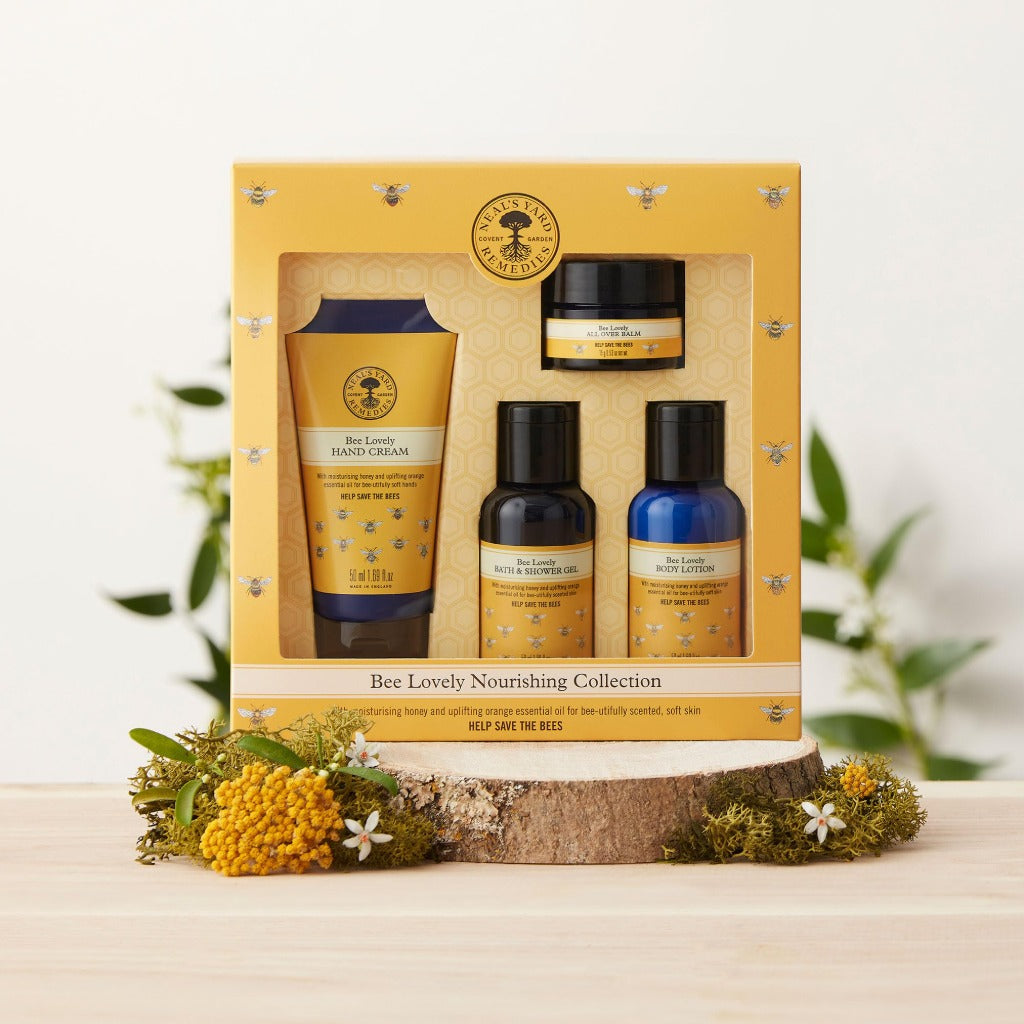 Neal's Yard Remedies | Bee Lovely Nourishing Collection | Set of Hand Cream, Shower Gel, Body Lotion & All Over Balm | Gifts for Women | Pack of 4 - BBE 06/2027