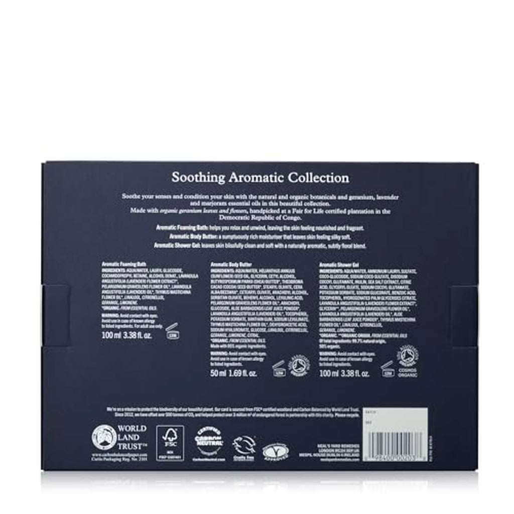 Neal's Yard Remedies Soothing Aromatic Gift Set With Bath Soak, Body Butter & Shower Gel, Cruelty-Free, Set of 3 - Damaged Box