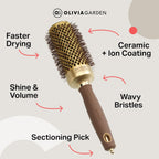 Olivia Garden Expert Blowout Shine - Gold & Brown - 45 - Ceramic Coated Round Brush for Smooth Blowout, Frizz-Free Hair & Radiant Shine