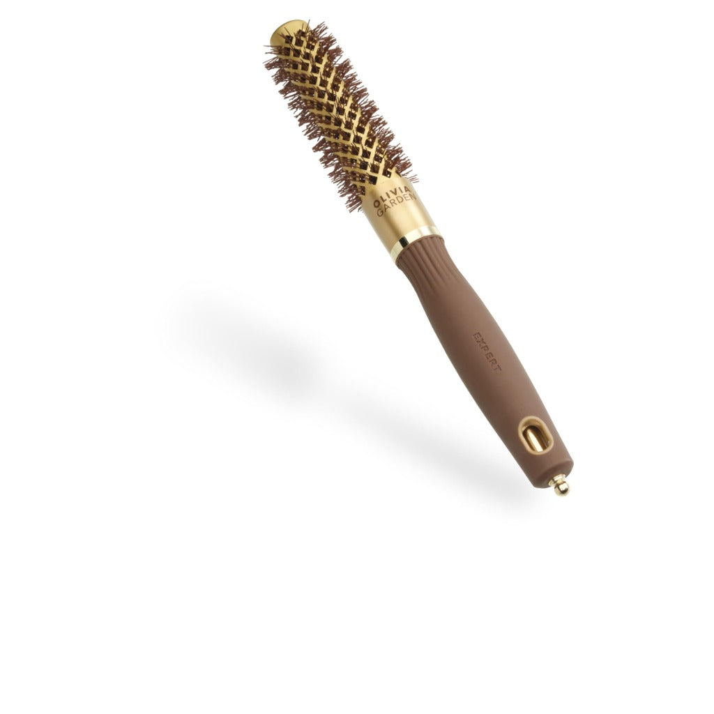 Olivia Garden Expert Blowout Shine - Gold & Brown - 45 - Ceramic Coated Round Brush for Smooth Blowout, Frizz-Free Hair & Radiant Shine