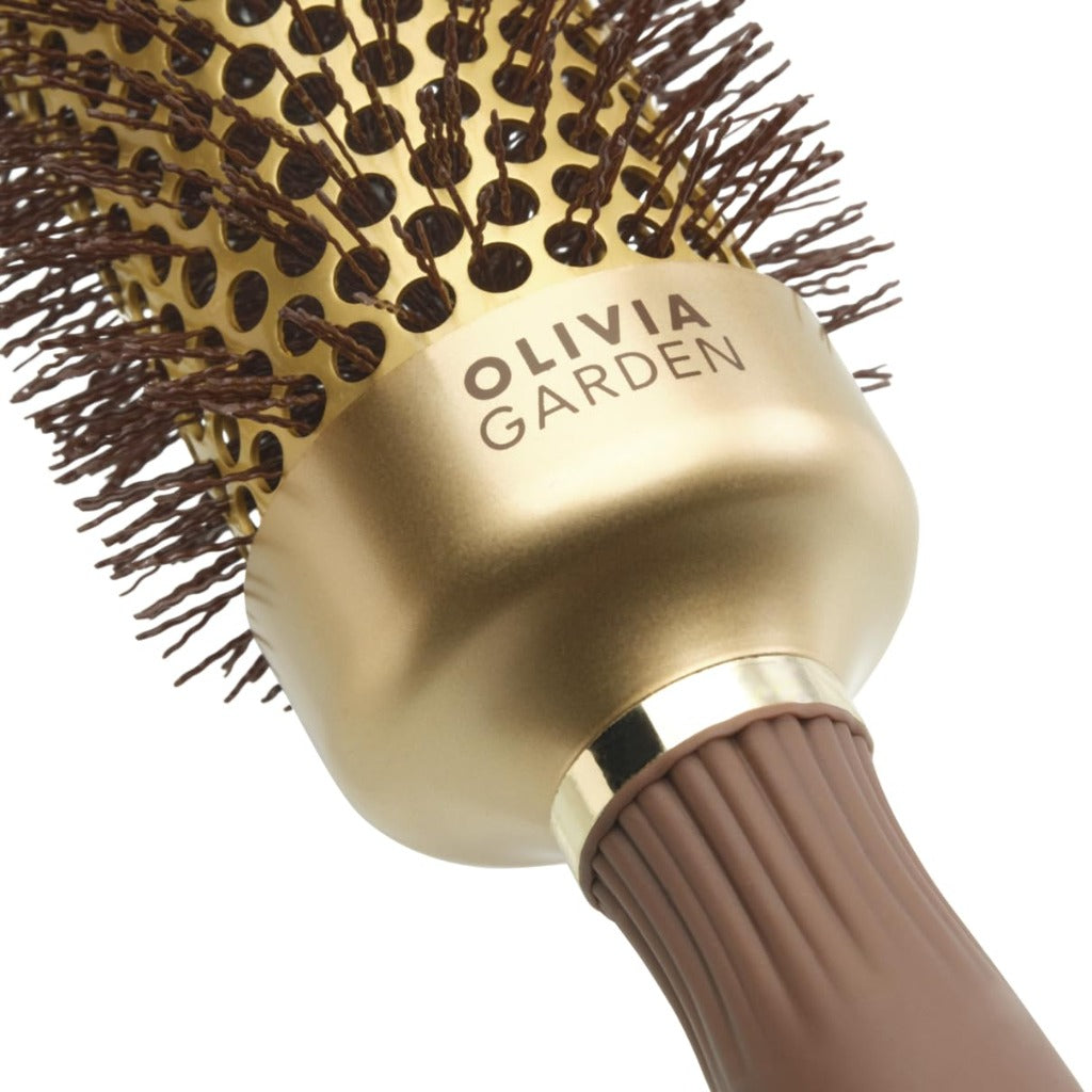 Olivia Garden Expert Blowout Speed - Gold & Brown - 45 - Ceramic Coated Round Brush with Extra Long Barrel for 25% Faster Blowouts - Very Good