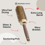 Olivia Garden Expert Blowout Speed - Gold & Brown - 45 - Ceramic Coated Round Brush with Extra Long Barrel for 25% Faster Blowouts - Very Good