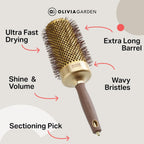 Olivia Garden Expert Blowout Speed - Gold & Brown - 65 - Ceramic Coated Round Brush with Extra Long Barrel for 25% Faster Blowouts