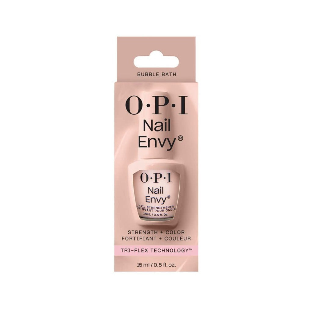 OPI Nail Envy Bubble Bath Nail Polish | Nail Strengthener Treatment for Strong Natural Nails | Vegan Nail Repair and Strength for Damaged Nails I Pink Nail Polish, 15ml - Very Good