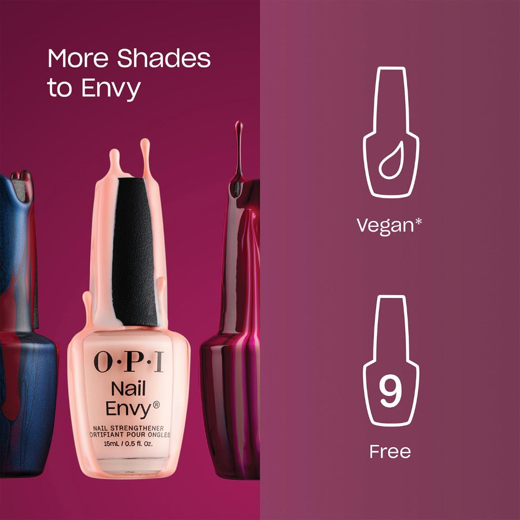 OPI Nail Envy Nail Strengthener, Pink to Envy Sheer Pink Nail Polish Treatment with Vegan Formula to Strengthen Weak & Thin Nails, 15ml
