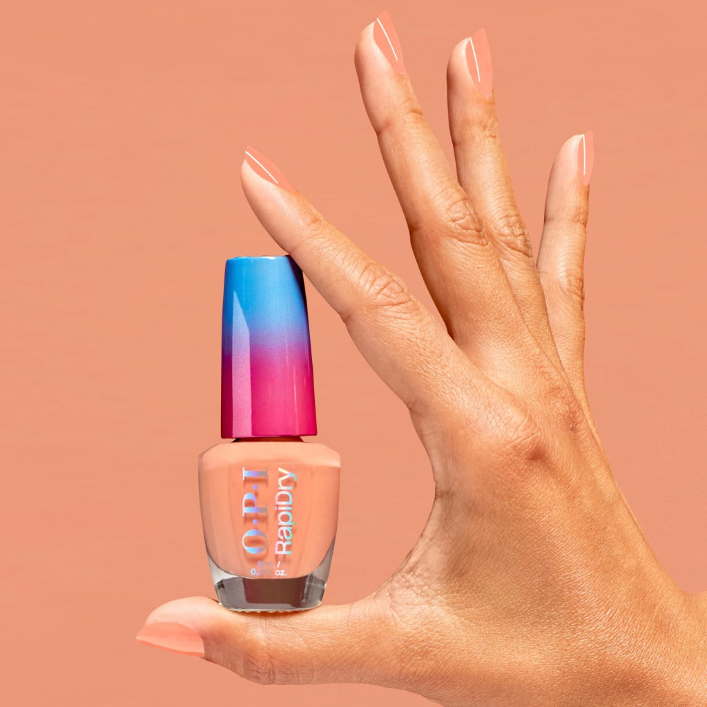 OPI RapiDryTM Quick-Dry Lacquer - Within Peach Orange Nail Polish - Vegan, Fast Drying & Smudge-proof in 60 Seconds (9ml) - Damaged Box