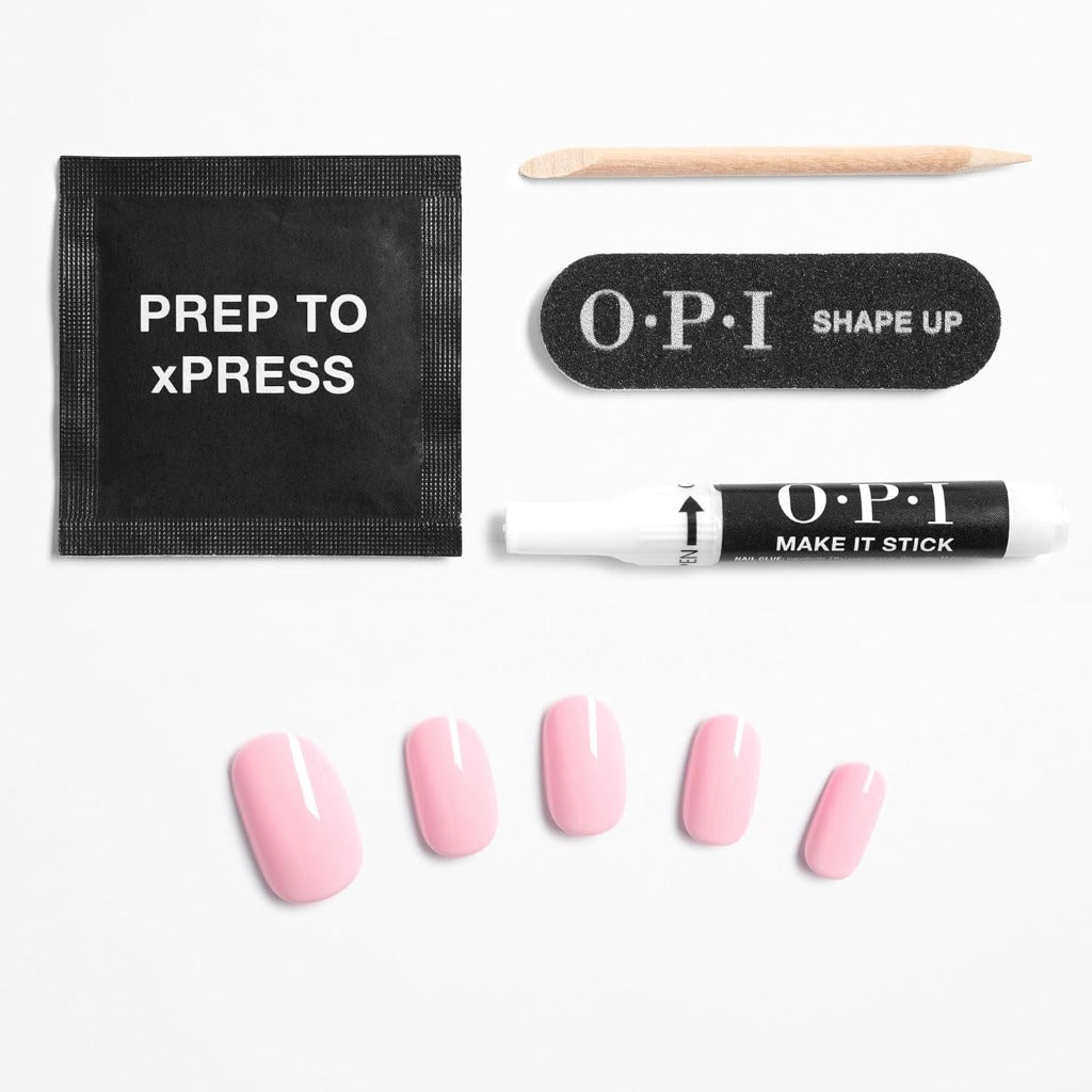 OPI xPRESS-ON Mod About You - Light Pink Short and Round Shaped Press On Nails - With Nail Glue - Long Lasting, Reusable and Non-Damaging False Nails